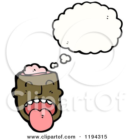 Cartoon of a Man and His Brains Speaking - Royalty Free Vector Illustration by lineartestpilot