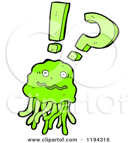 Cartoon of a Jelly Fish and Punctuation Marks - Royalty Free Vector Illustration by lineartestpilot