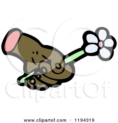 Cartoon of a Severed Hand Holding a Flower - Royalty Free Vector Illustration by lineartestpilot