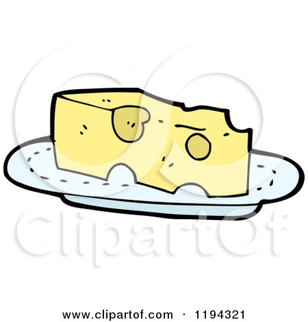 Cartoon of Swiss Cheese on a Plate - Royalty Free Vector Illustration by lineartestpilot