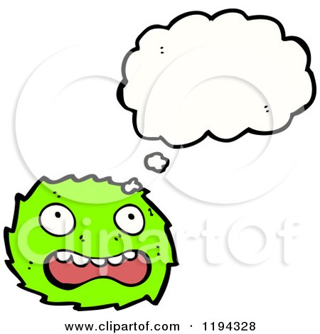 Cartoon of a Furry Monster Thinking - Royalty Free Vector Illustration by lineartestpilot