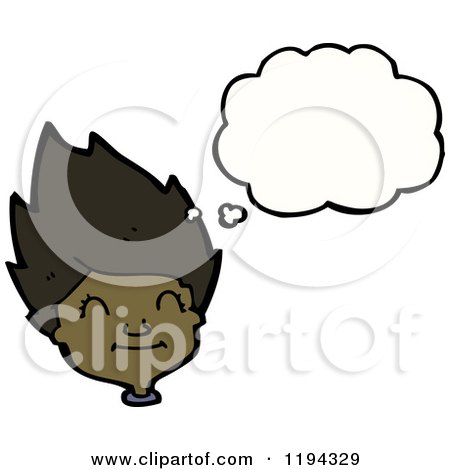 Cartoon of a Black Girl's Head Thinking - Royalty Free Vector Illustration by lineartestpilot
