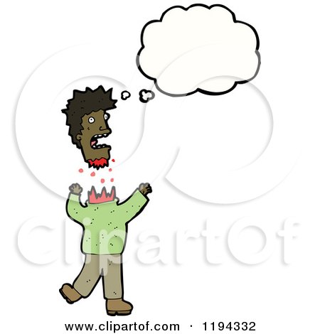 Cartoon of a Man with a Decapited Head Thinking - Royalty Free Vector Illustration by lineartestpilot