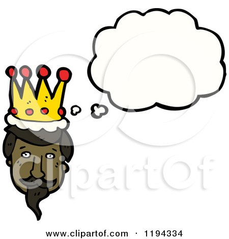 Cartoon of a Black King Thinking - Royalty Free Vector Illustration by lineartestpilot