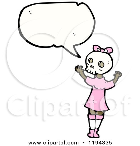 Cartoon of a Girl Wearing a Skull Mask - Royalty Free Vector Illustration by lineartestpilot