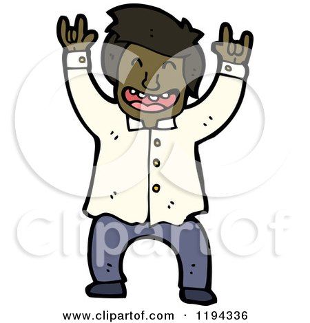 Cartoon of a Man Giving the Rock on Hand Signal - Royalty Free Vector Illustration by lineartestpilot