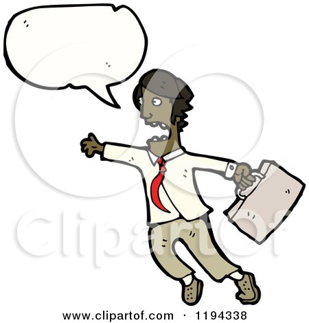 Cartoon of a Black Businessman Speaking - Royalty Free Vector Illustration by lineartestpilot