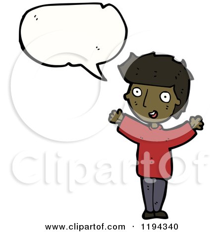 Cartoon of an African American Boy Speaking - Royalty Free Vector Illustration by lineartestpilot
