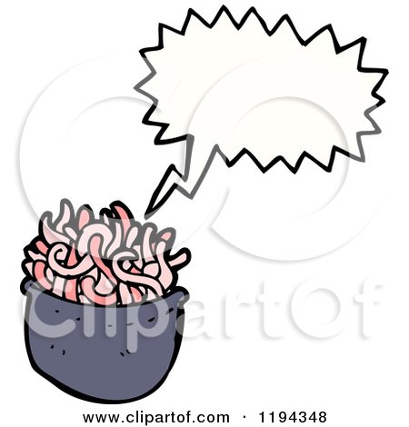 Cartoon of a Bown of Noodles Speaking - Royalty Free Vector Illustration by lineartestpilot