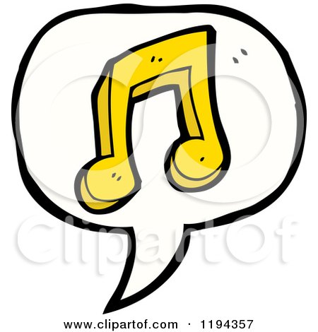 Cartoon of a Music Note in a Speaking Bubble - Royalty Free Vector Illustration by lineartestpilot