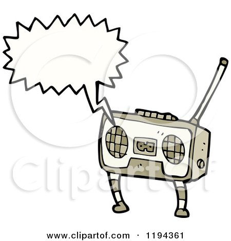 Cartoon of a Boom Box Speaking - Royalty Free Vector Illustration by lineartestpilot