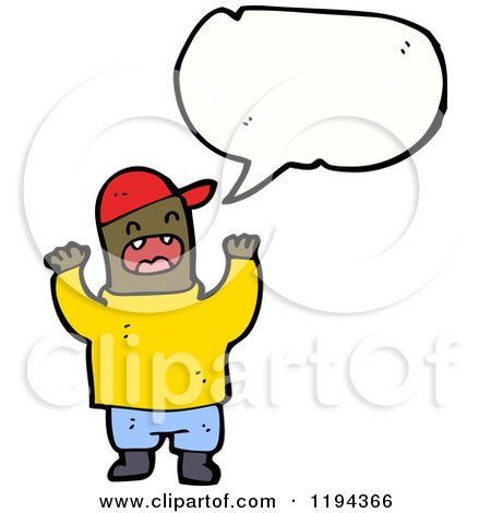 Cartoon of an African American Boy Speaking - Royalty Free Vector Illustration by lineartestpilot