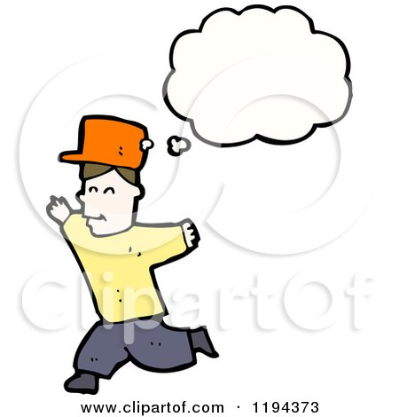 Cartoon of a Boy Running and Thinking - Royalty Free Vector Illustration by lineartestpilot
