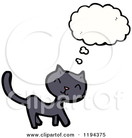 Cartoon of a Cat Thinking - Royalty Free Vector Illustration by lineartestpilot