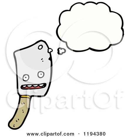 Cartoon of a Butcher Knife Thinking - Royalty Free Vector Illustration by lineartestpilot