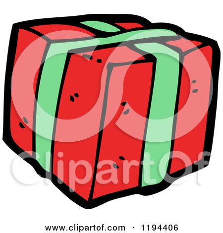 Cartoon of a Wrapped Christmas Present - Royalty Free Vector Illustration by lineartestpilot