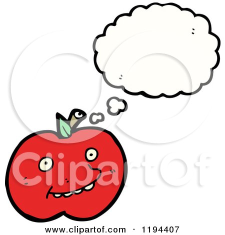Cartoon of a Tomato Thinking - Royalty Free Vector Illustration by lineartestpilot