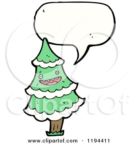 Cartoon of a Christmas Tree Speaking - Royalty Free Vector Illustration by lineartestpilot