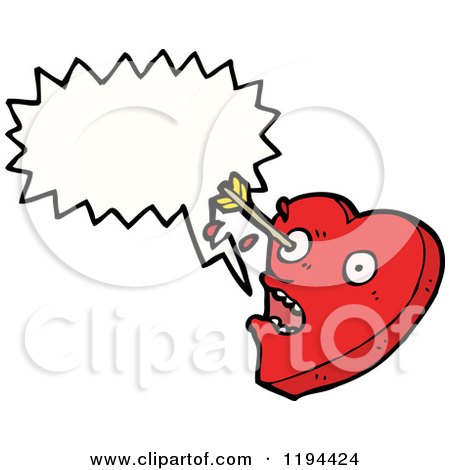 Cartoon of a Heart with an Arrow Speaking - Royalty Free Vector Illustration by lineartestpilot