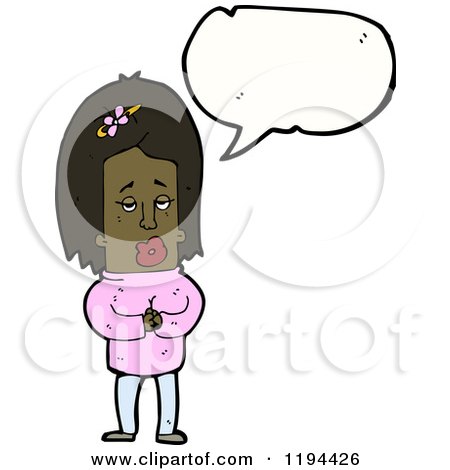 Cartoon of an African American Girl Speaking - Royalty Free Vector Illustration by lineartestpilot