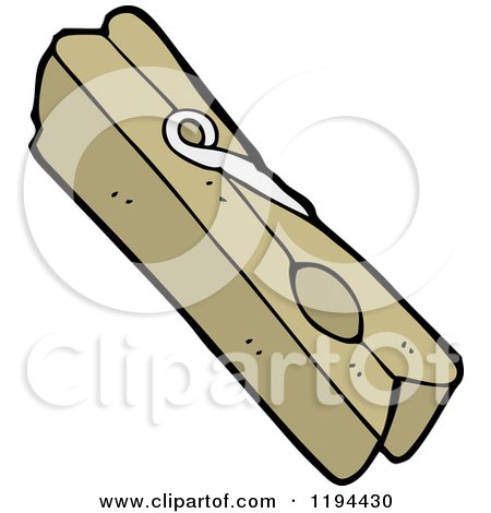 Cartoon of a Wooden Clothespin - Royalty Free Vector Illustration by lineartestpilot