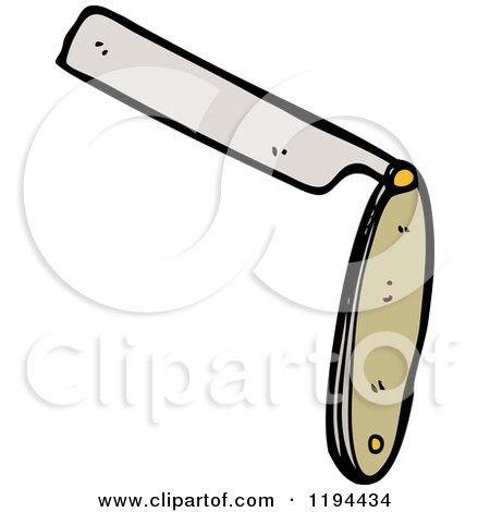 Cartoon of a Straight Razor - Royalty Free Vector Illustration by lineartestpilot