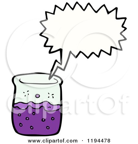 Cartoon of Purple Liquid in a Beaker Speaking - Royalty Free Vector Illustration by lineartestpilot