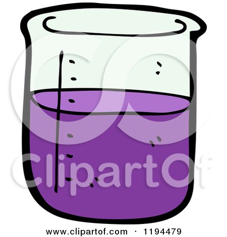 Cartoon of Purple Liquid in a Beaker - Royalty Free Vector Illustration by lineartestpilot