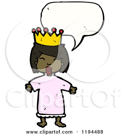 Cartoon of an African American Queen Speaking - Royalty Free Vector Illustration by lineartestpilot