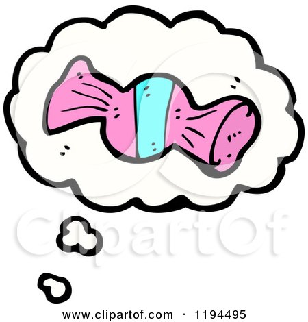 Cartoon of Wrapped Hard Candy in a Thought Bubble - Royalty Free Vector Illustration by lineartestpilot