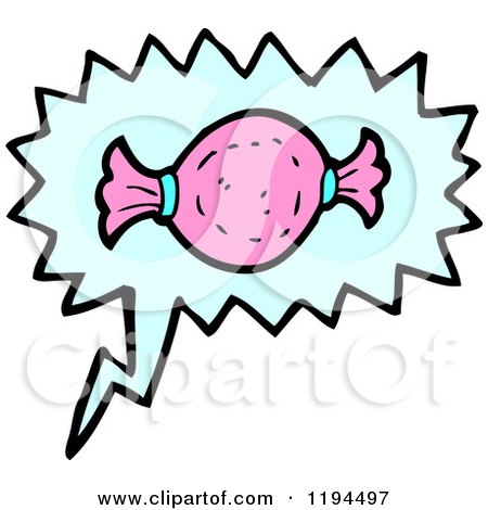 Cartoon of Wrapped Hard Candy in a Speaking Bubble - Royalty Free Vector Illustration by lineartestpilot