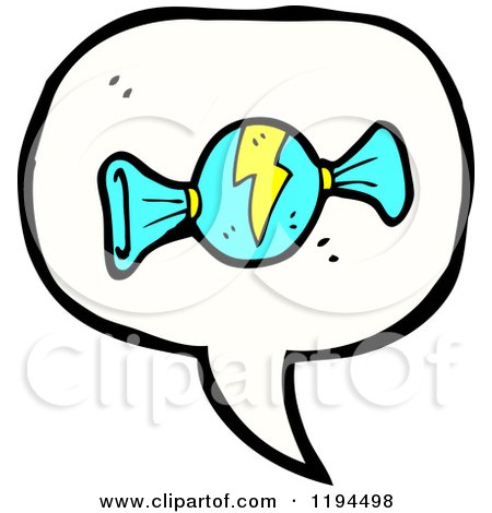 Cartoon of Wrapped Hard Candy in a Speaking Bubble - Royalty Free Vector Illustration by lineartestpilot