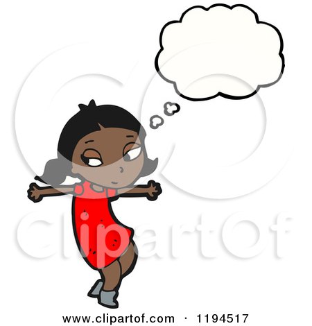 Cartoon of a Girl Thinking - Royalty Free Vector Illustration by lineartestpilot