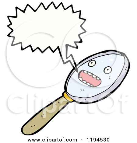 Cartoon of a Magnifying Glass Speaking - Royalty Free Vector Illustration by lineartestpilot