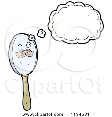 Cartoon of a Magnifying Glass Thinking - Royalty Free Vector Illustration by lineartestpilot