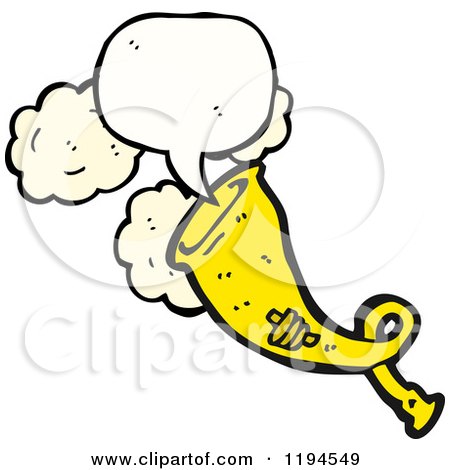 Cartoon of a Horned Instrument Playing - Royalty Free Vector Illustration by lineartestpilot