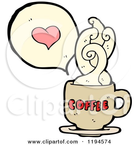 Cartoon of a Coffee Cup Speaking - Royalty Free Vector Illustration by lineartestpilot