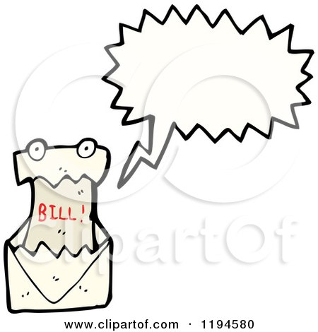 Cartoon of an Bill in an Envelope Speaking - Royalty Free Vector Illustration by lineartestpilot