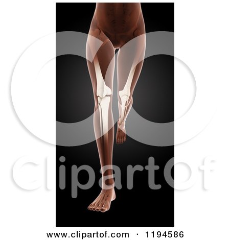 Clipart of a 3d Running Female Medical Model with Visible Knees on Black - Royalty Free CGI Illustration by KJ Pargeter