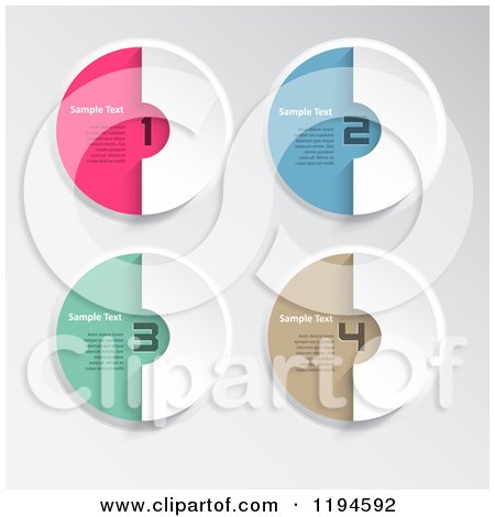 Clipart of Colorful Infographic CDs and Sleeves with Sample Text over Gray - Vector File and Experience Recommended - Royalty Free Vector Illustration by KJ Pargeter