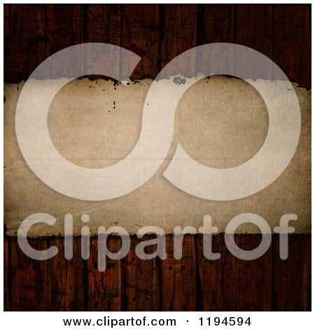 Clipart of 3d Vintage Paper on Scratched Wood Planks - Royalty Free CGI Illustration by KJ Pargeter