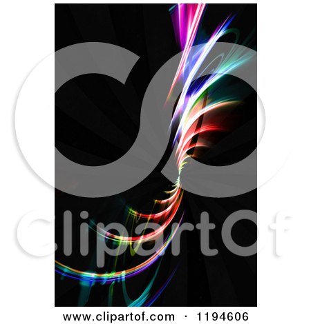 Clipart of Spiraling Colorful Fractals on Black - Royalty Free CGI Illustration by Arena Creative
