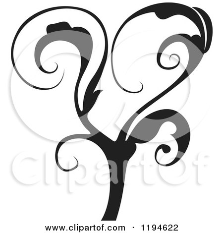 Clipart of a Black Flourish Design Element 3 - Royalty Free Vector Illustration by dero