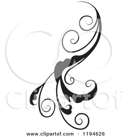 Clipart of a Black Flourish Design Element 5 - Royalty Free Vector Illustration by dero