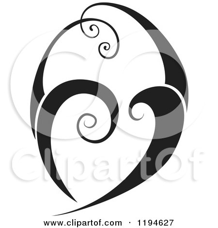 Clipart of a Black Flourish or Wave Design Element - Royalty Free Vector Illustration by dero