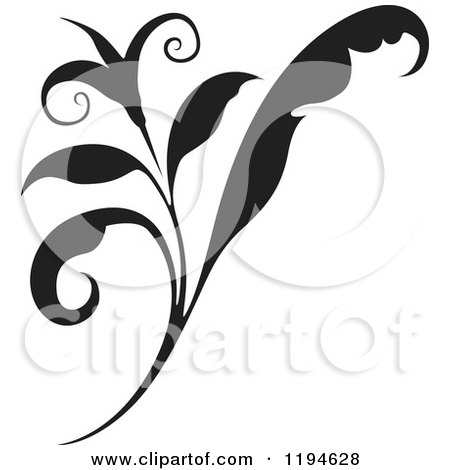 Clipart of a Black Flourish Design Element 2 - Royalty Free Vector Illustration by dero