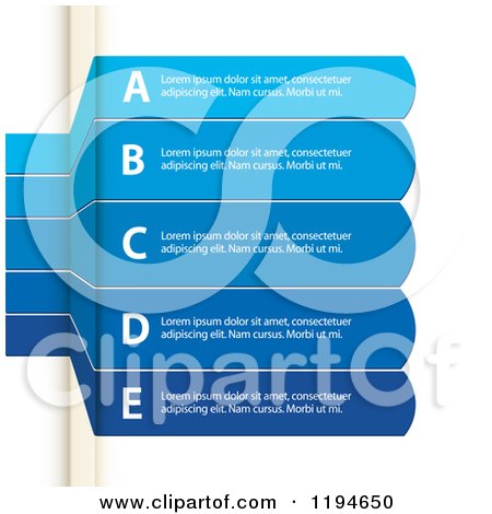 Clipart of Blue Paper Corner Infographic Banners with Letters and Sample Text over Shading - Vector File and Experience Recommended - Royalty Free Vector Illustration by elaineitalia
