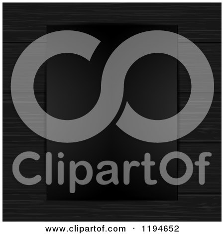 Clipart of a Black Plaque with Text Space over Wood Panels - Royalty Free Vector Illustration by elaineitalia