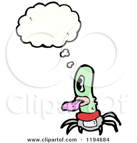 Cartoon of a One Eyed Monster Thinking - Royalty Free Vector Illustration by lineartestpilot