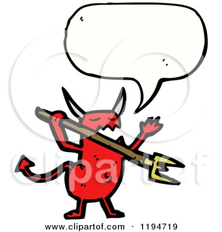 Cartoon of a Devil Monster Speaking - Royalty Free Vector Illustration by lineartestpilot